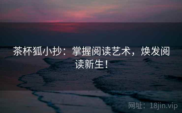 茶杯狐小抄：掌握阅读艺术，焕发阅读新生！