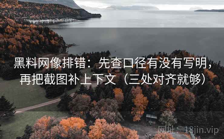 黑料网像排错:先查口径有没有写明,再把截图补上下文(三处对齐就够) 黑料网像排错:先查口径有没有写明,再把截图补上下文(三处对齐就够)